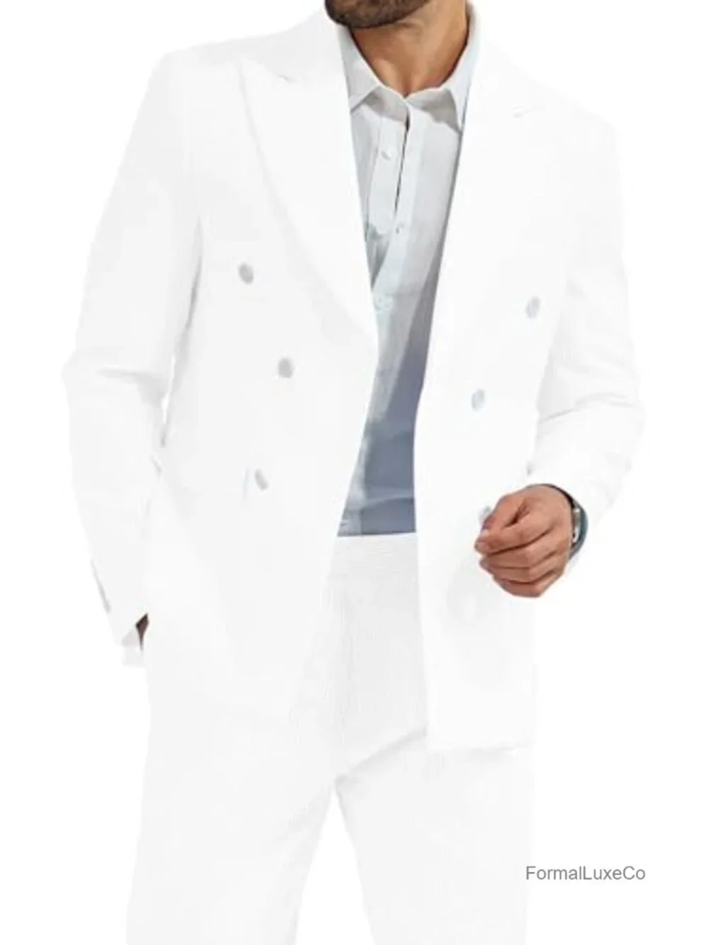 Men's Striped Seersucker Suit 2-Piece Slim Fit Breathable Summer Wedding Tuxedo
